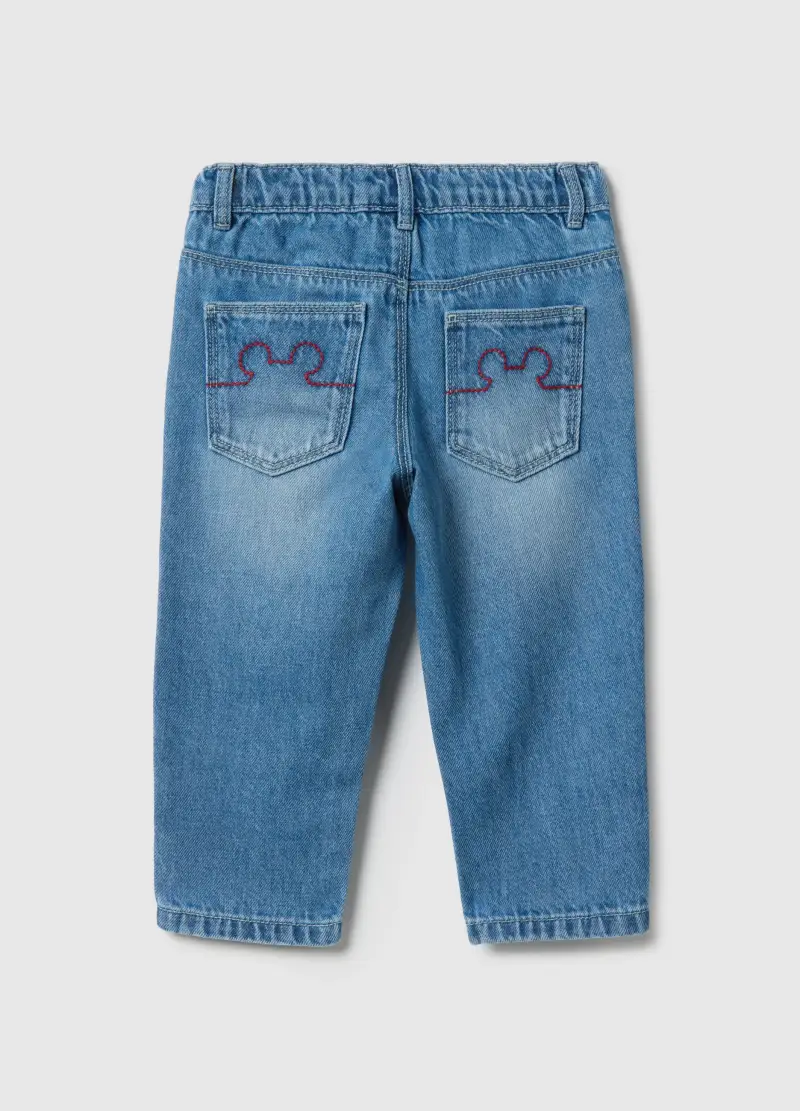 Pantaloni In Puro Cotone Denim Da Bimbo Regular Fit, Bambino, Denim miniatura 2