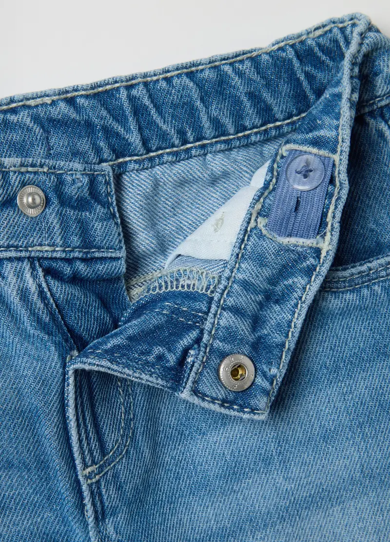 Pantaloni In Puro Cotone Denim Da Bimbo Regular Fit, Bambino, Denim miniatura 3