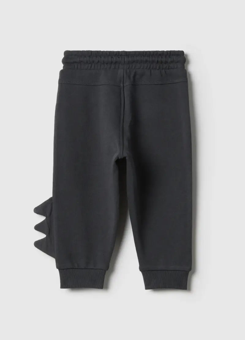 Pantaloni In Puro Cotone Nero Da Bimbo Regular Fit Design Dinosauro, Bambino, Nero miniatura 2