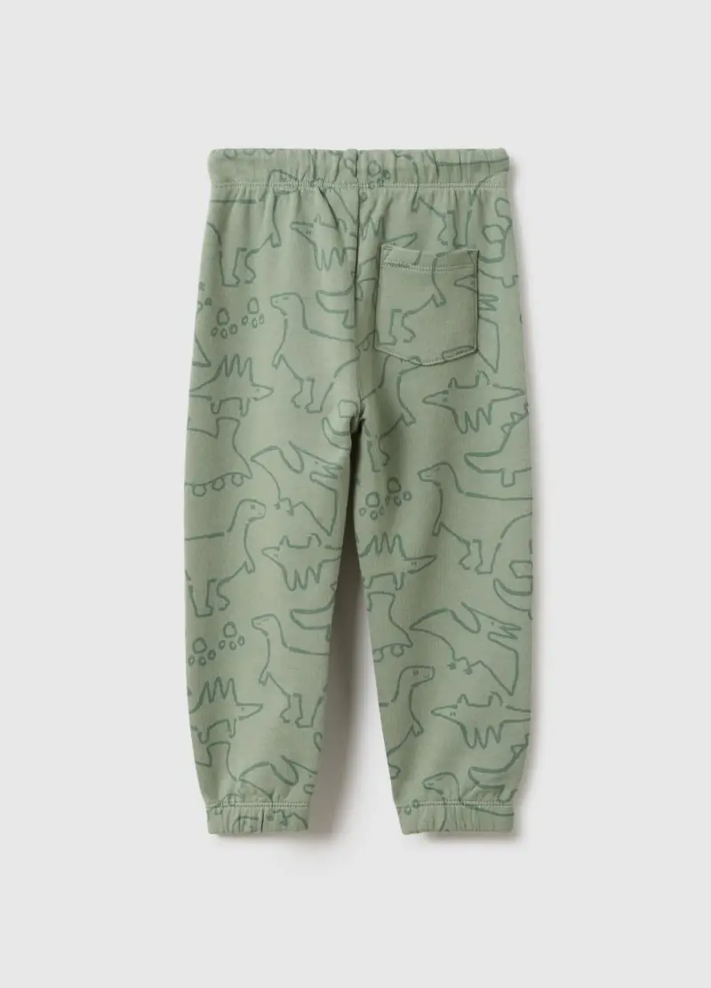 Pantaloni In Puro Cotone Verde Da Bimbo Regular Fit Con Stampe, Bambino, Verde miniatura 2
