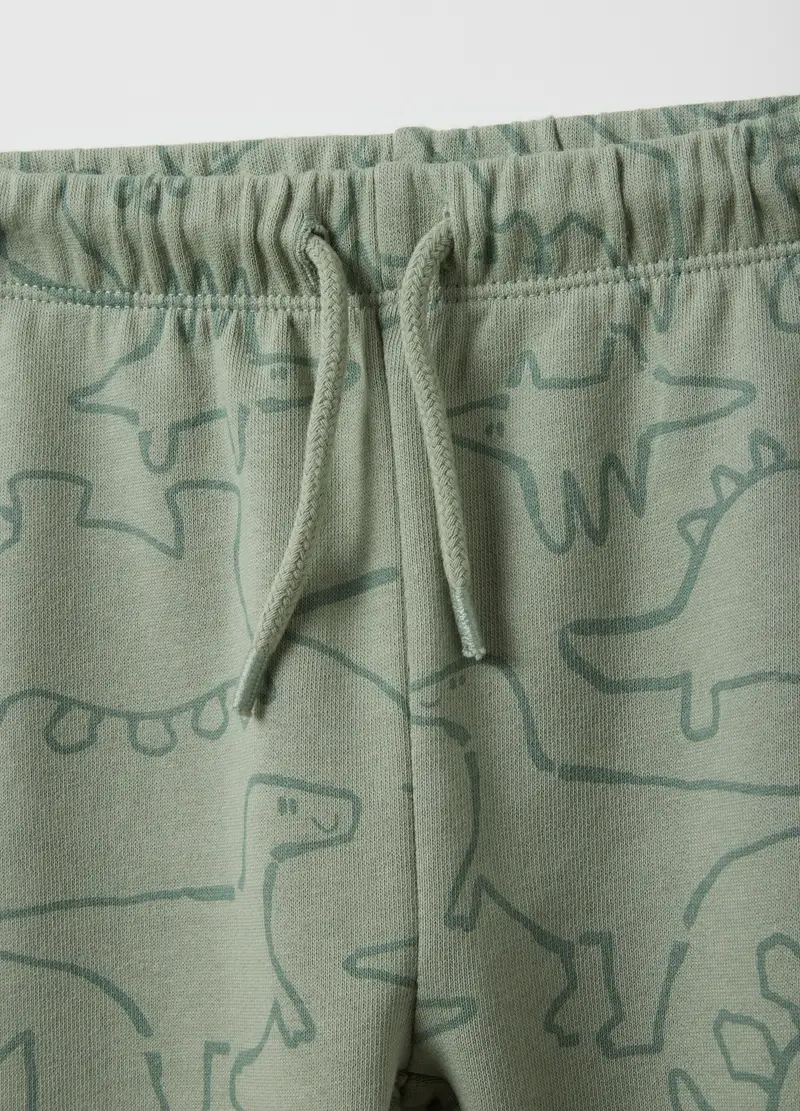 Pantaloni In Puro Cotone Verde Da Bimbo Regular Fit Con Stampe, Bambino, Verde miniatura 3