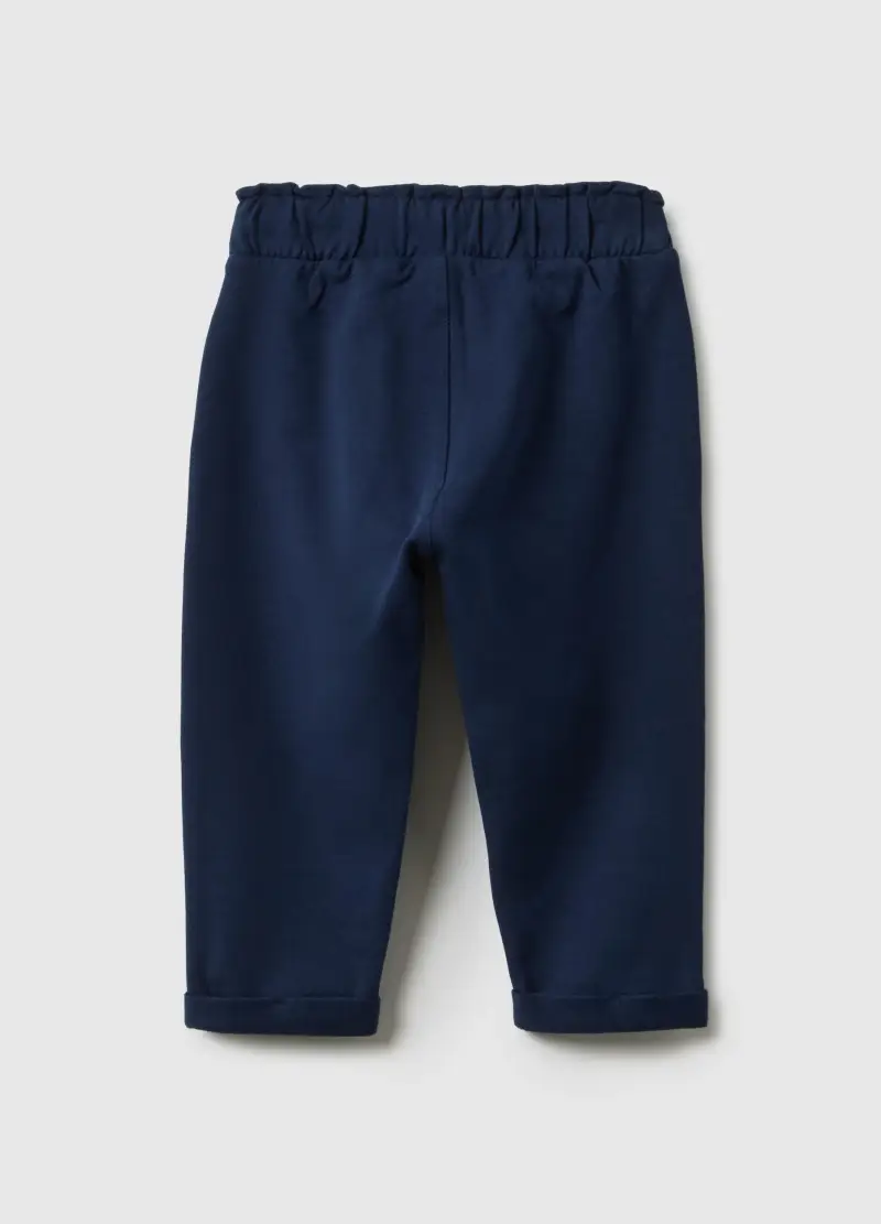 Pantaloni Jogger Blu Da Bimba In Cotone Elasticizzato Regular Fit, Bambina, Blu miniatura 2