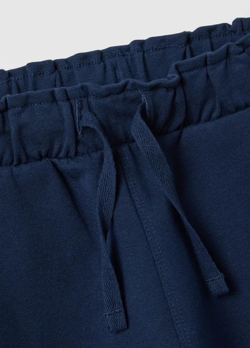 Pantaloni Jogger Blu Da Bimba In Cotone Elasticizzato Regular Fit, Bambina, Blu miniatura 3