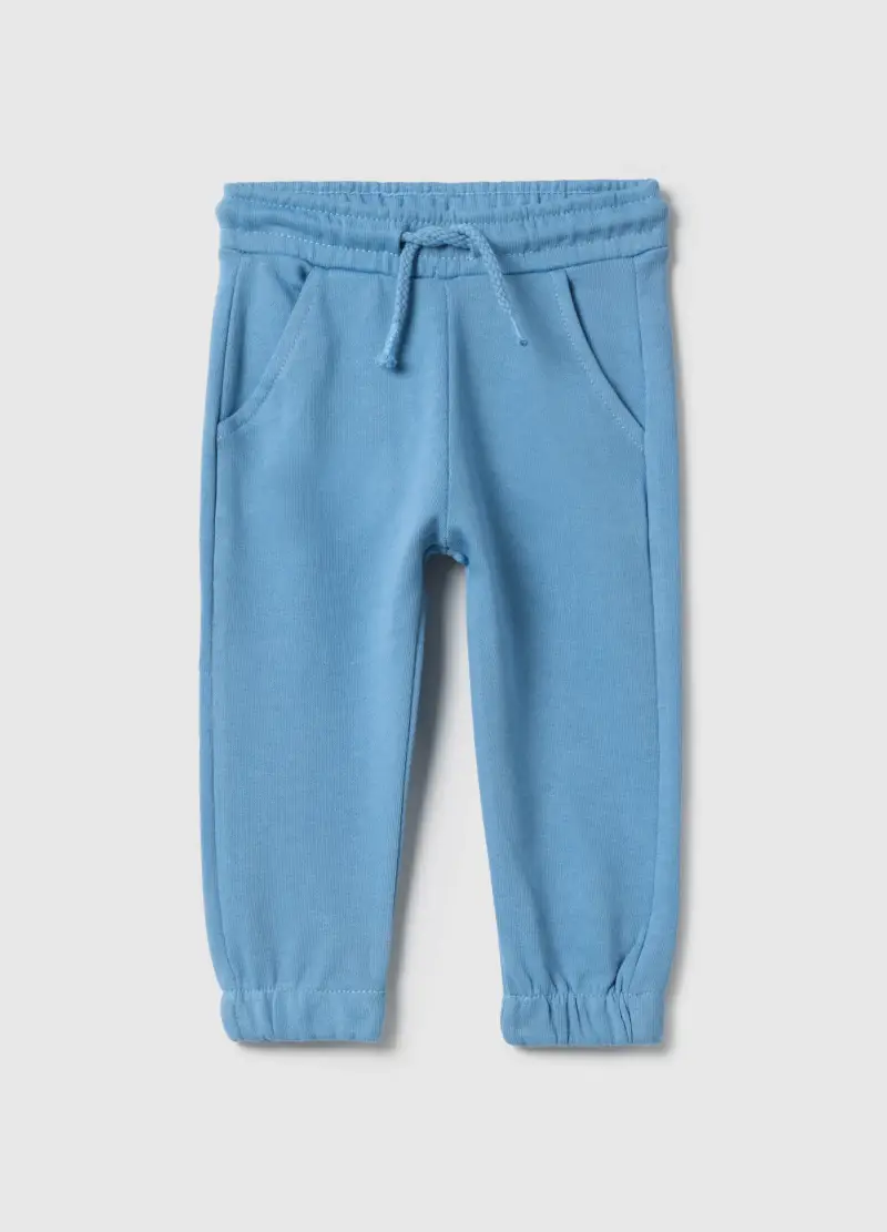 Pantaloni Jogger In Puro Cotone Azzurro Da Bimbo Regular Fit, Bambino, Azzurro