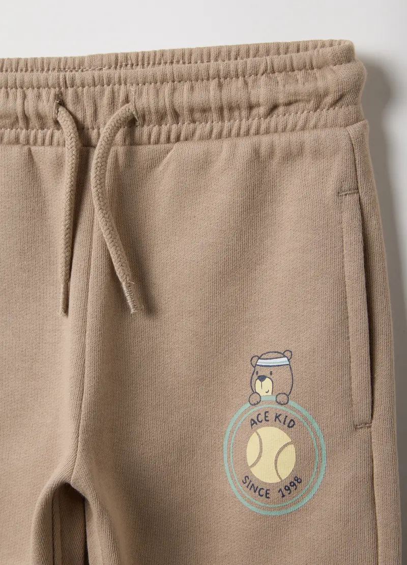 Pantaloni Jogger In Puro Cotone Beige Da Bimbo Regular Fit, Bambino, Beige miniatura 3