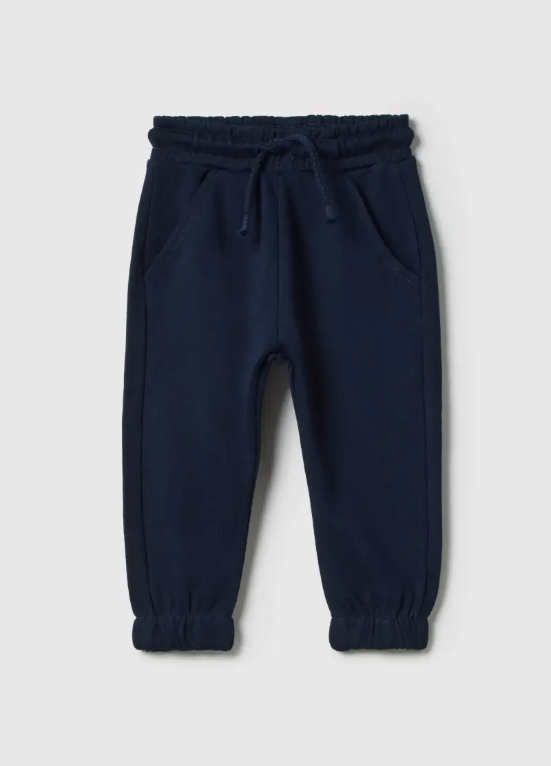 Pantaloni Jogger In Puro Cotone Blu Da Bimbo Regular Fit, Bambino, Blu