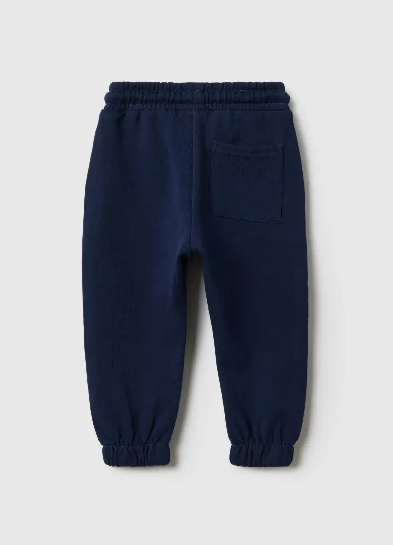 Pantaloni Jogger In Puro Cotone Blu Da Bimbo Regular Fit Con Scritta, Bambino, Blu miniatura 2