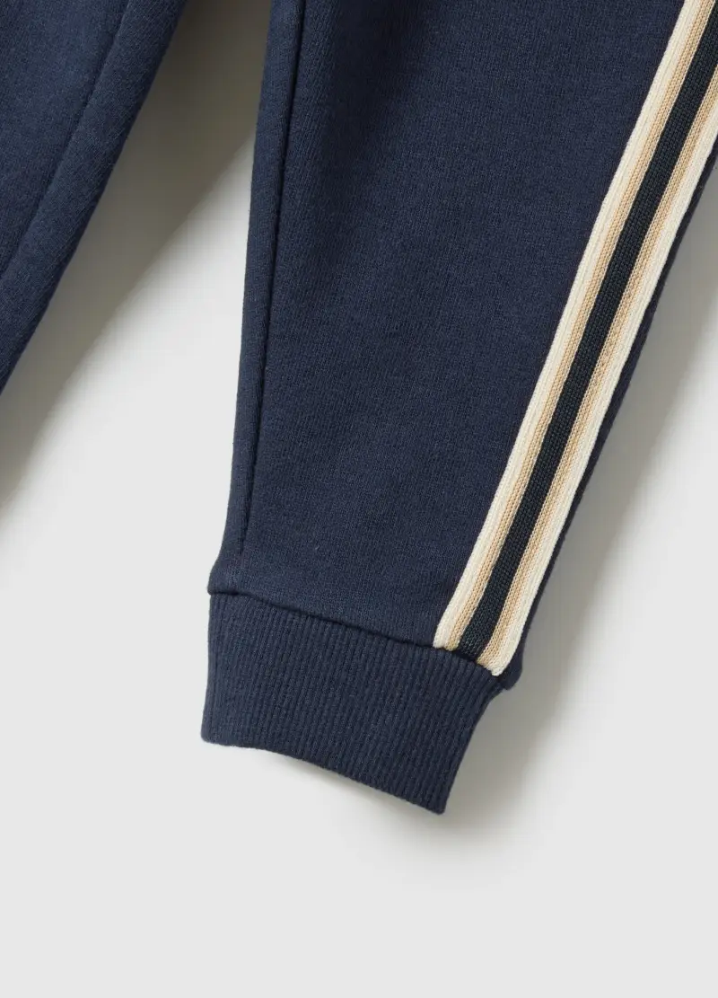 Pantaloni Jogger In Puro Cotone Blu Per Bimbo Regular Fit, Bambino, Blu miniatura 3