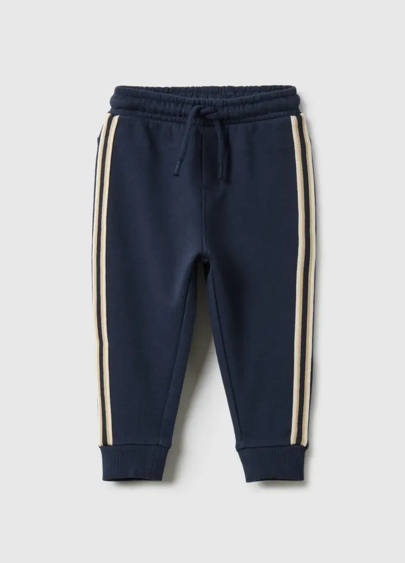 Pantaloni Jogger In Puro Cotone Blu Per Bimbo Regular Fit, Bambino, Blu