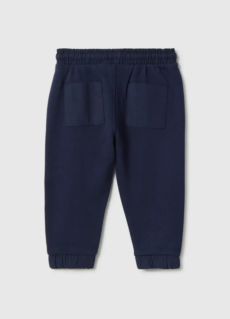 Pantaloni Jogger In Puro Cotone Blu Regular Fit Per Bimbo, Bambino, Blu miniatura 2