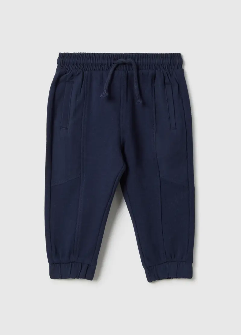 Pantaloni Jogger In Puro Cotone Blu Regular Fit Per Bimbo, Bambino, Blu