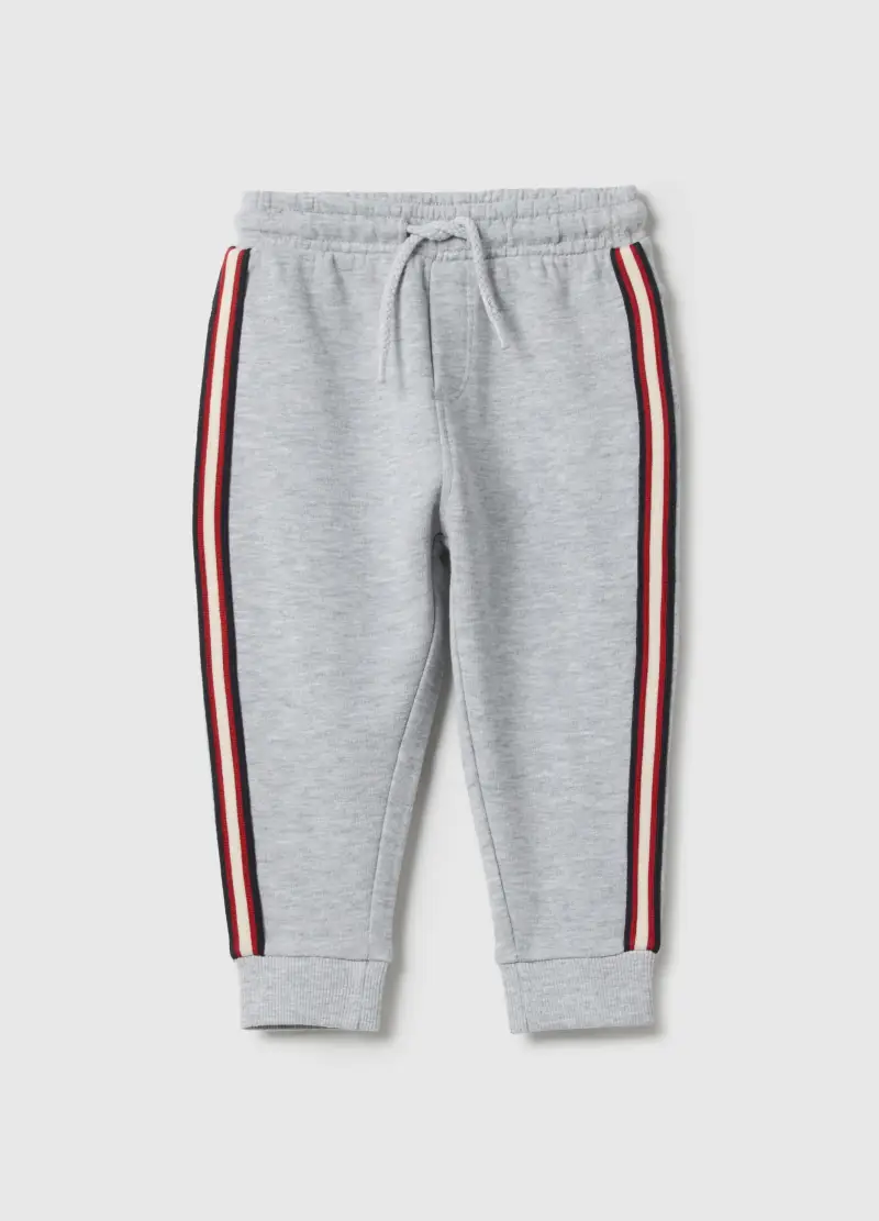Pantaloni Jogger In Puro Cotone Grigi Per Bimbo Regular Fit, Bambino, Grigio