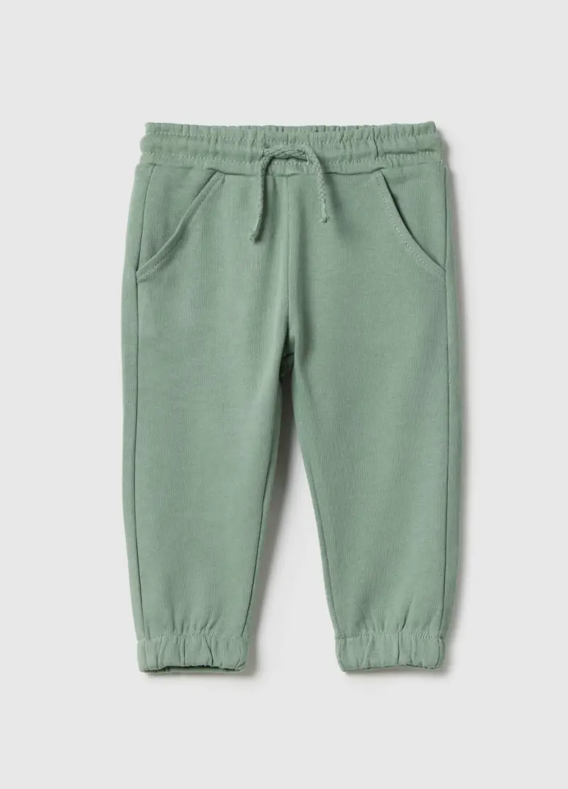 Pantaloni Jogger In Puro Cotone Verde Da Bimbo Regular Fit, Bambino, Verde