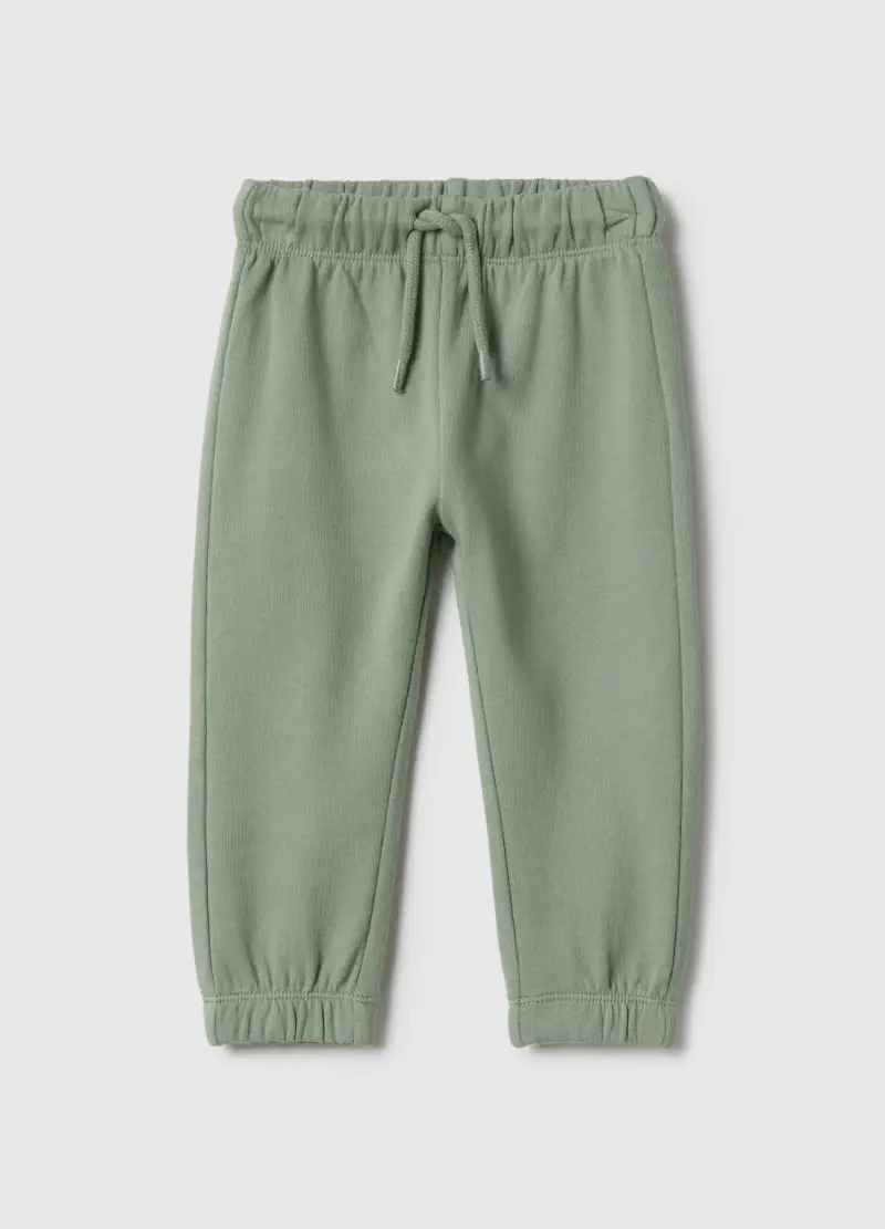 Pantaloni Jogger In Puro Cotone Verde Da Bimbo Regular Fit, Bambino, Verde