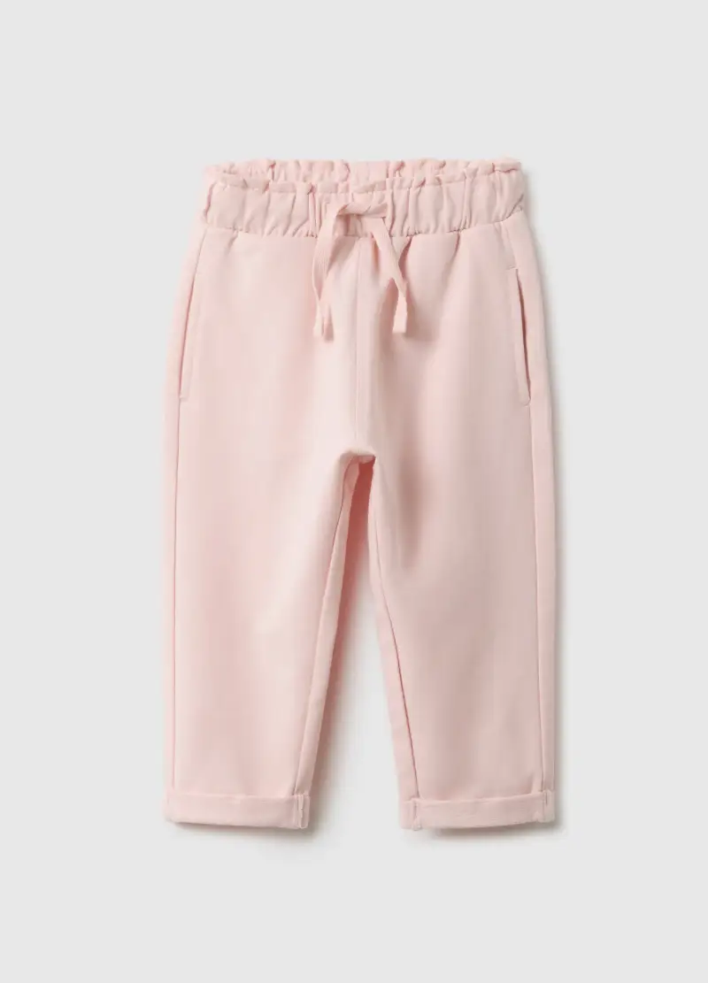 Pantaloni Jogger Rosa Da Bimba In Cotone Elasticizzato Regular Fit, Bambina, Rosa