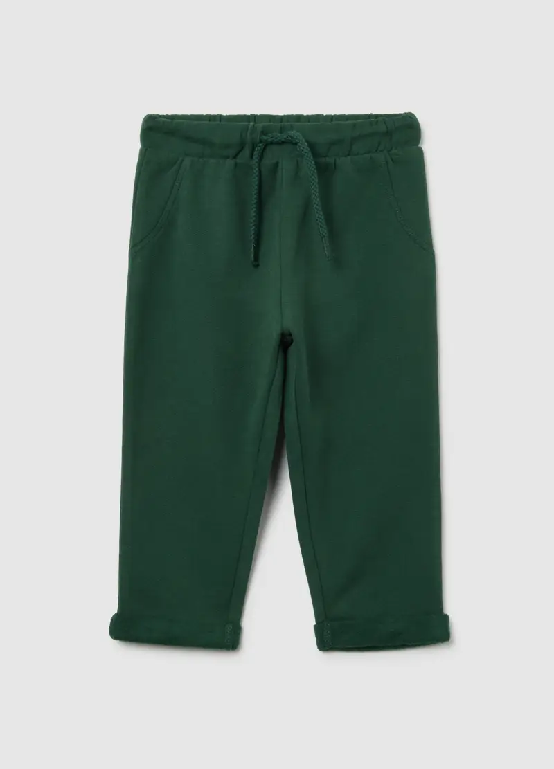 Pantaloni Jogger Verdi Da Bimbo In Puro Cotone Regular Fit, Bambino, Verde