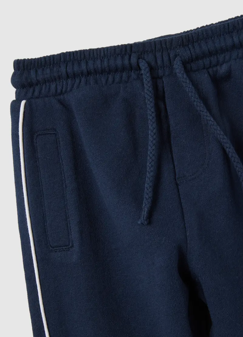 Pantaloni Joggers Da Bambino In Puro Cotone Blu Regular Fit, Blu miniatura 3