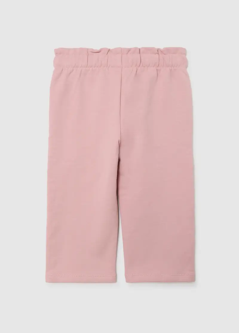 Pantaloni Rosa Da Bimba In Cotone Elasticizzato Con Ricami Floreali, Bambina, Rosa miniatura 2