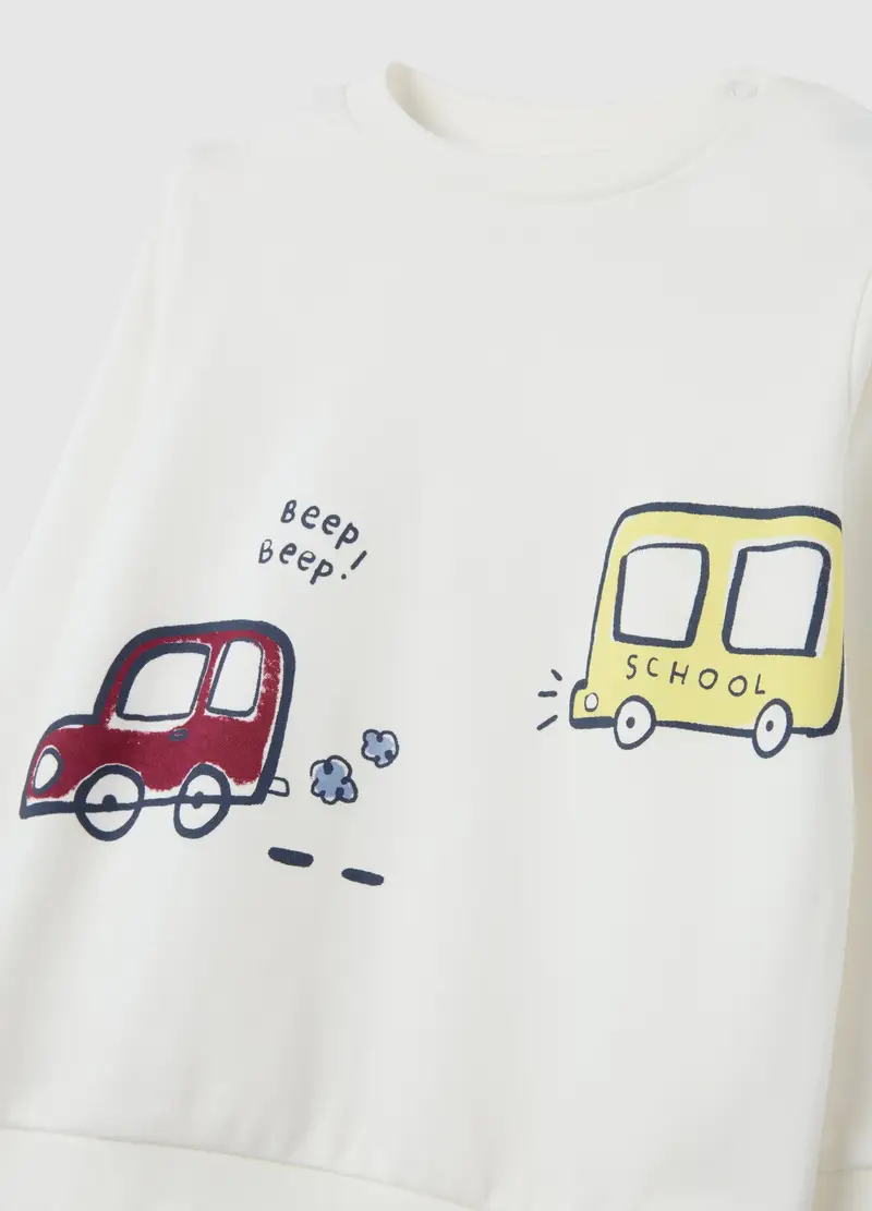 FAGOTTINO, Pigiama Bianco E Blu Con Stampa Macchine, Bambino, Bianco, Taglia: 9-12 miniatura 2