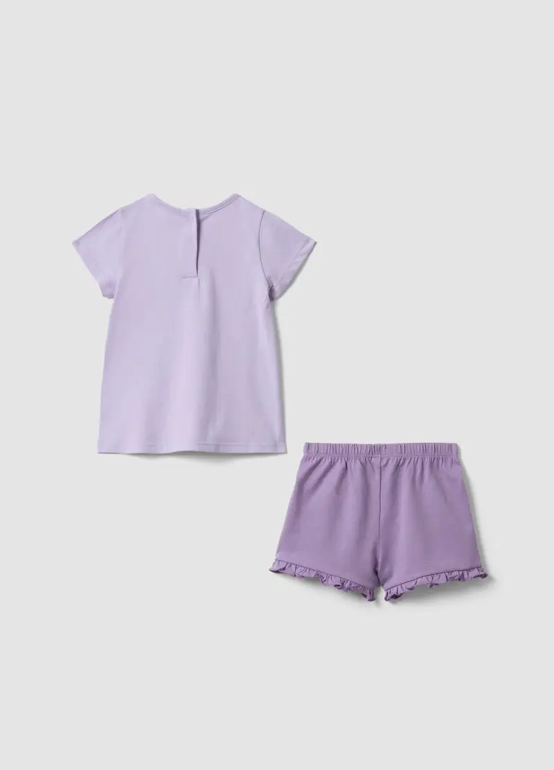 Pigiama Corto In Puro Cotone Viola Da Neonata Regular Fit Con Stampa, Bambina, Viola miniatura 2