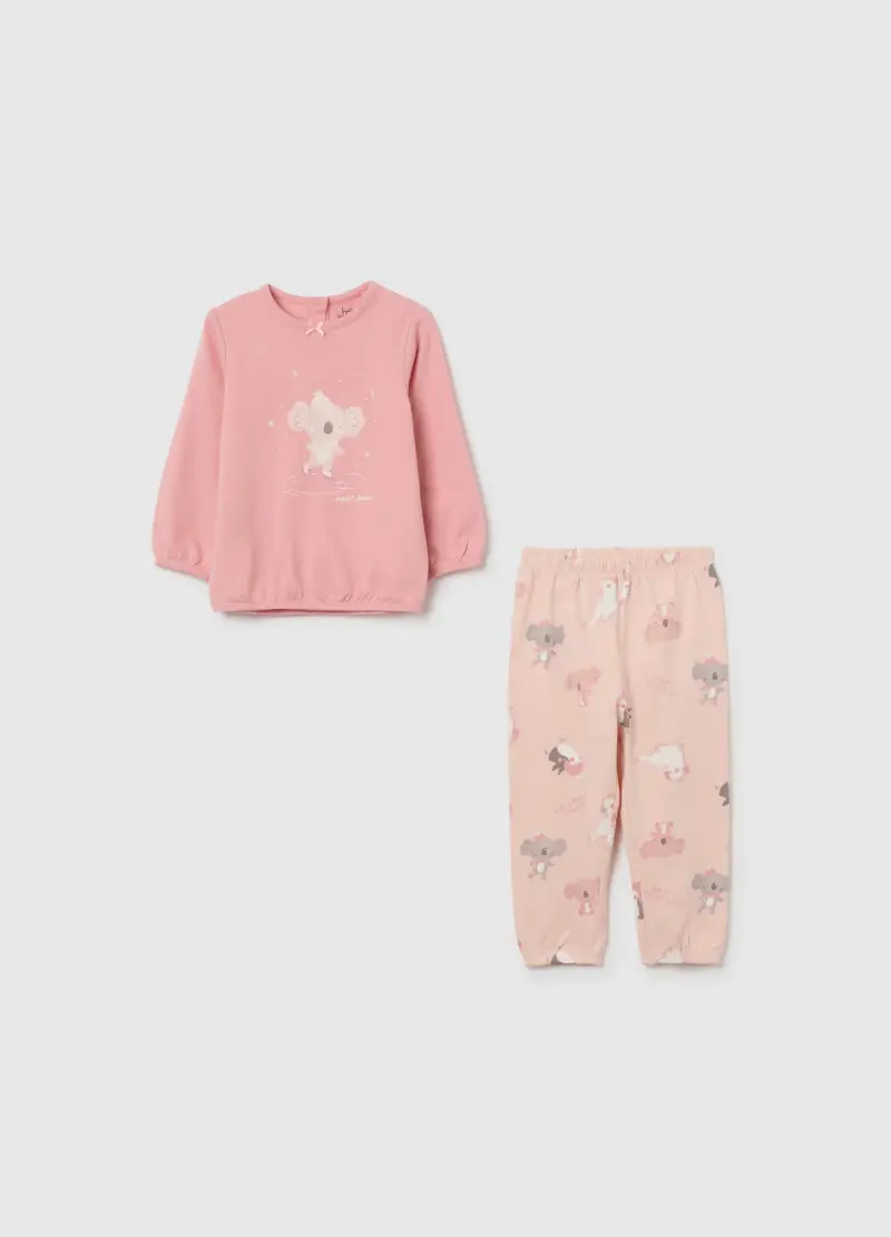 Pigiama Da Bambina In Puro Cotone Rosa Regular Fit, Rosa