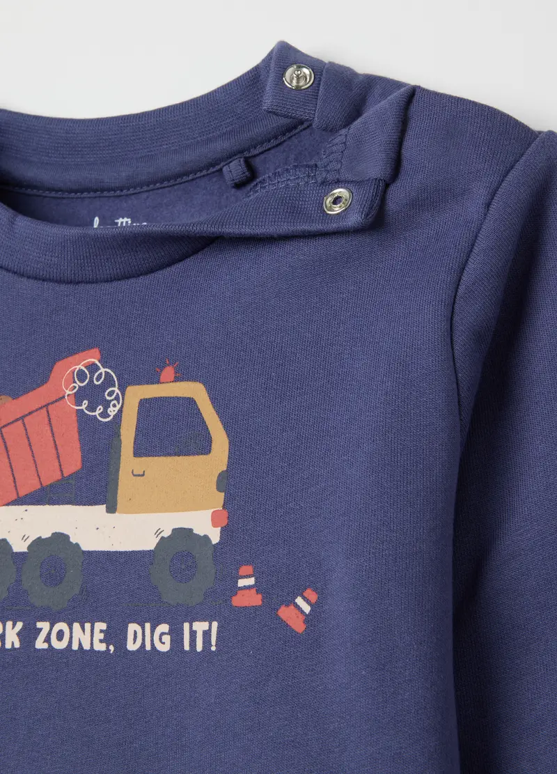 Pigiama Da Neonato In Puro Cotone Blu Con Stampa, Bambino, Blu miniatura 3