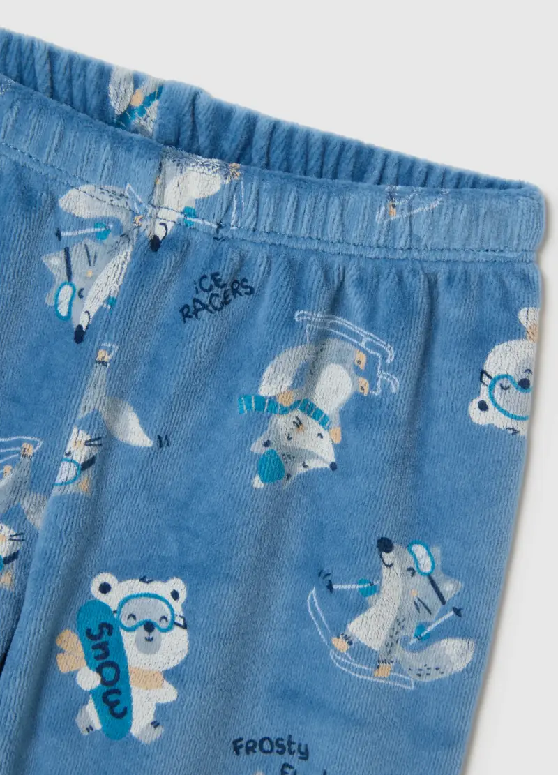 Pigiama Da Neonato In Velour Azzurro Regular Fit, Bambino, Azzurro miniatura 3
