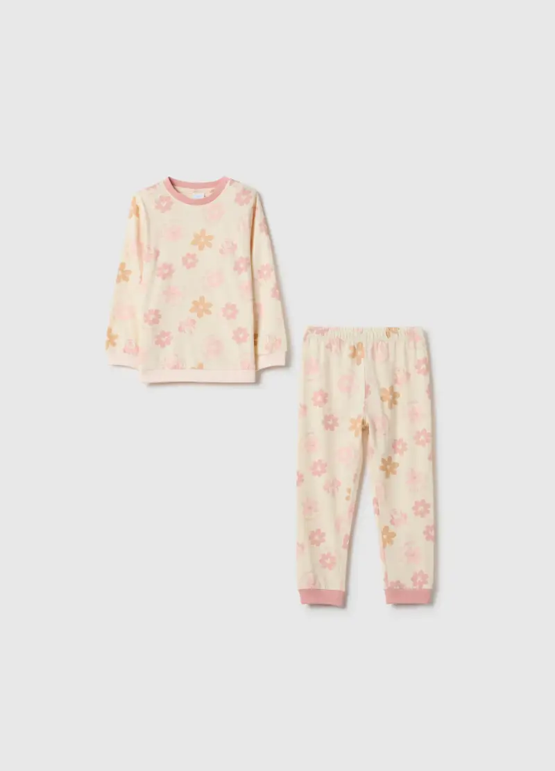 Pigiama Floreale In Puro Cotone Multicolor Da Neonata Regular Fit, Bambina, Multicolor