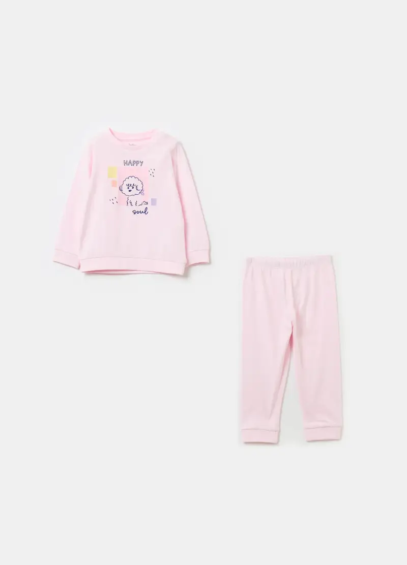Pigiama In Cotone Bio Con Stampa, Bambina, Rosa