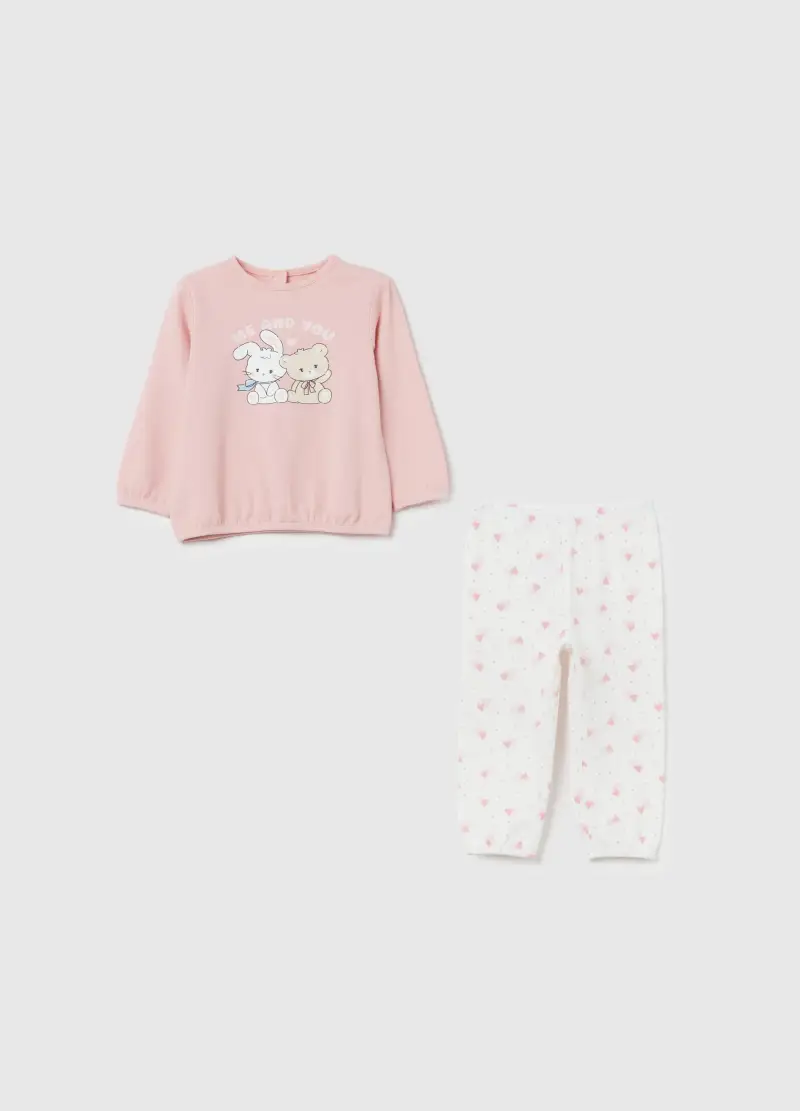 Pigiama In Cotone Bio Con Stampa "me And You", Bambina, Multicolor