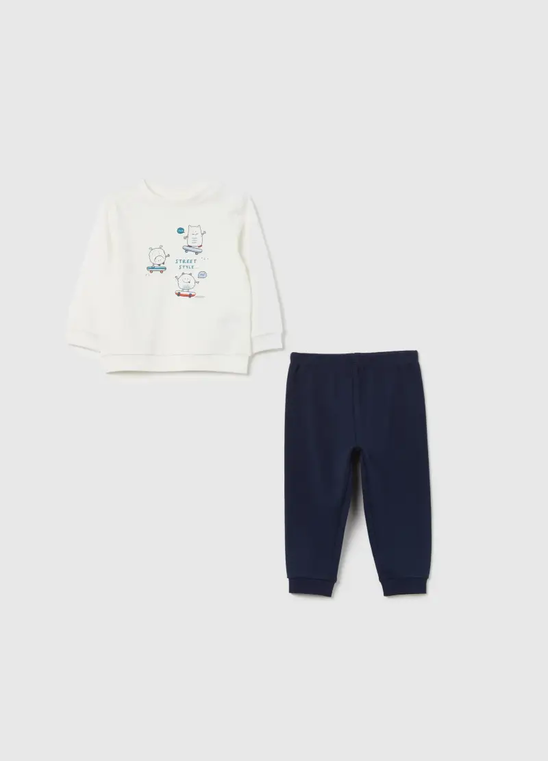 Pigiama In Cotone Bio Con Stampa Mostriciattoli, Bambino, Multicolor