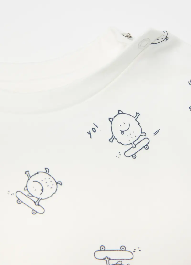 Pigiama In Cotone Bio Con Stampa Mostriciattoli, Bambino, Multicolor miniatura 3