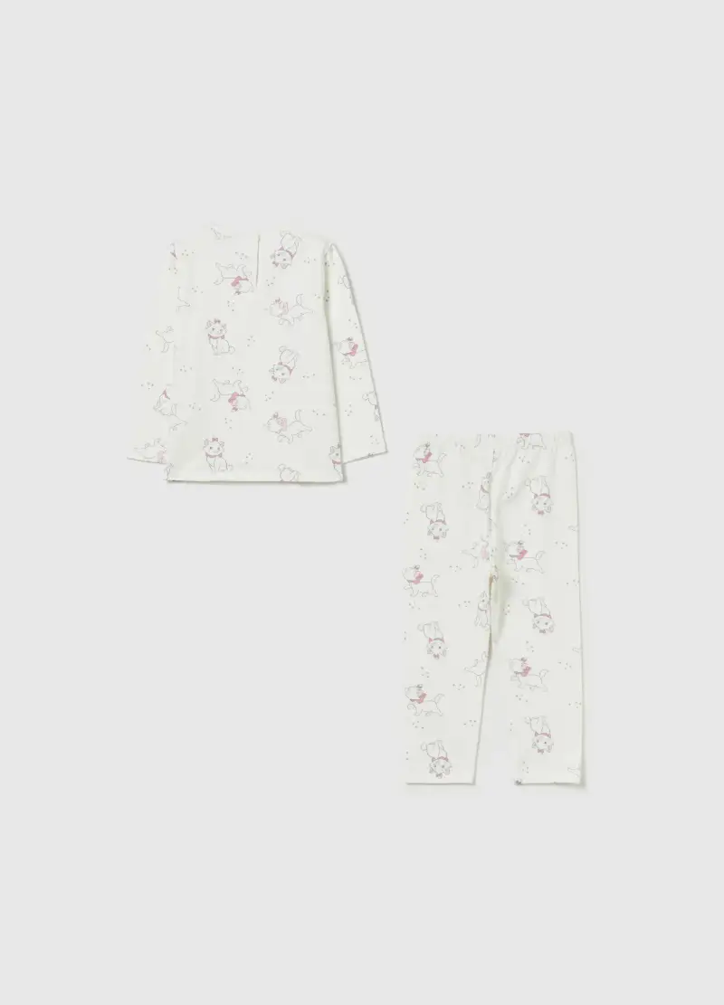 Pigiama In Cotone Bio Felpato Stampa Minu, Bambina, Bianco miniatura 2