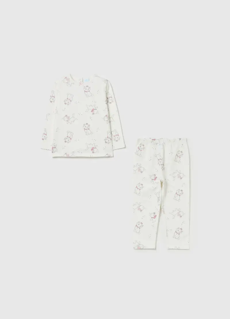 Pigiama In Cotone Bio Felpato Stampa Minu, Bambina, Bianco