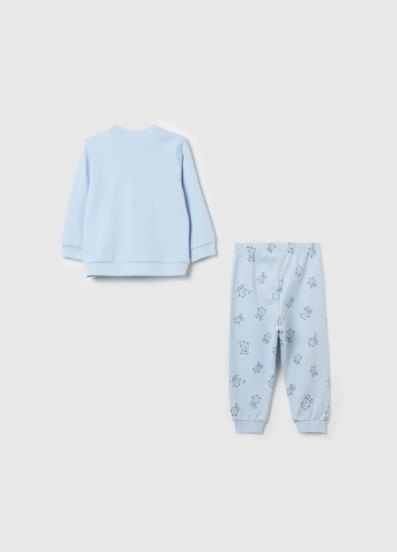 Pigiama In Cotone Bio Stampa Mostriciattoli, Bambino, Azzurro miniatura 2