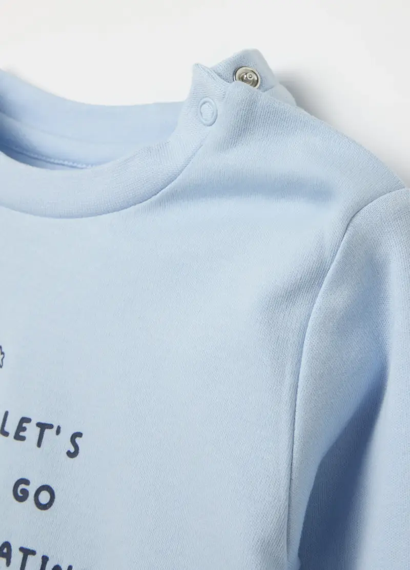 Pigiama In Cotone Bio Stampa Mostriciattoli, Bambino, Azzurro miniatura 3