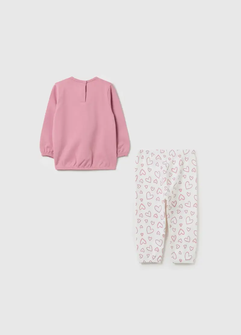 Pigiama In Cotone Bio Stampa Riccio E Cuori, Bambina, Multicolor miniatura 2