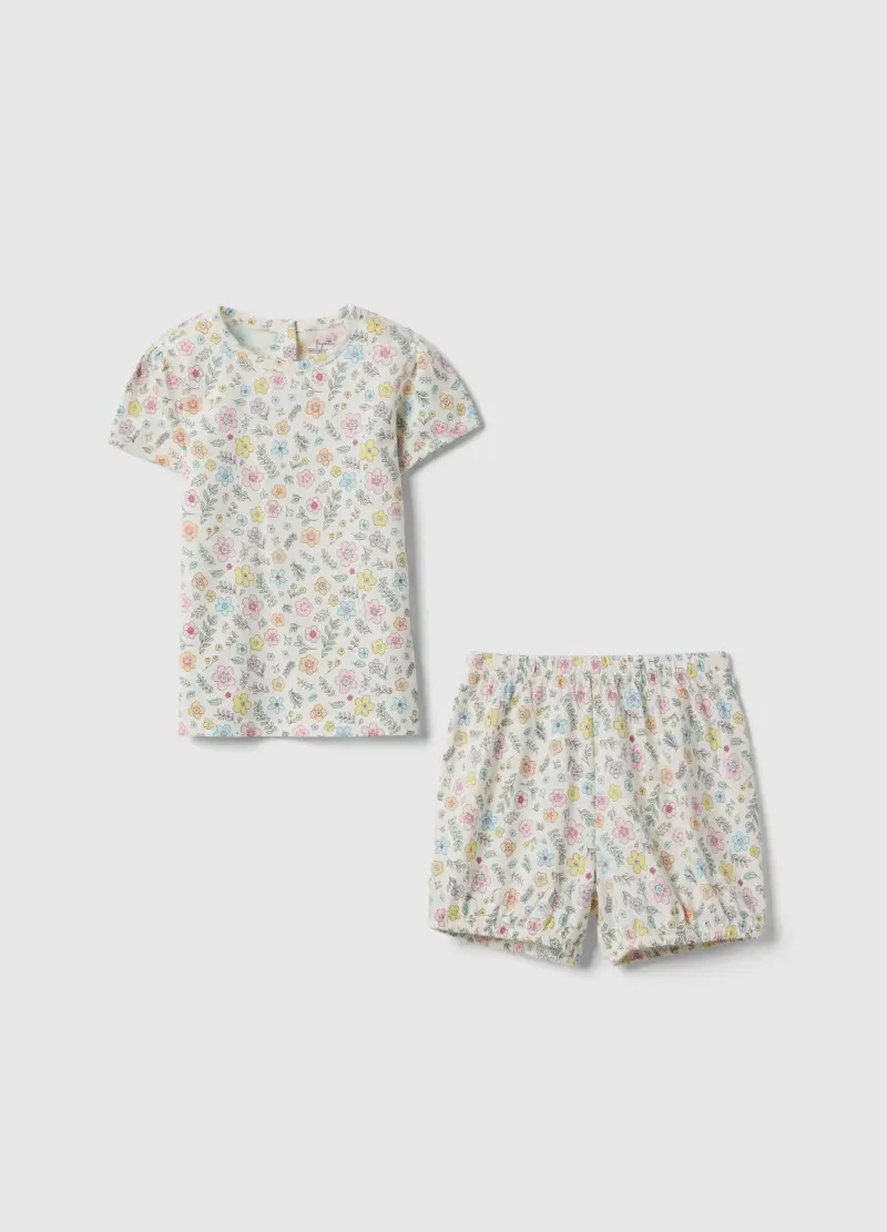 Pigiama In Puro Cotone Multicolor Da Neonata Con Design Floreale, Bambina, Multicolor