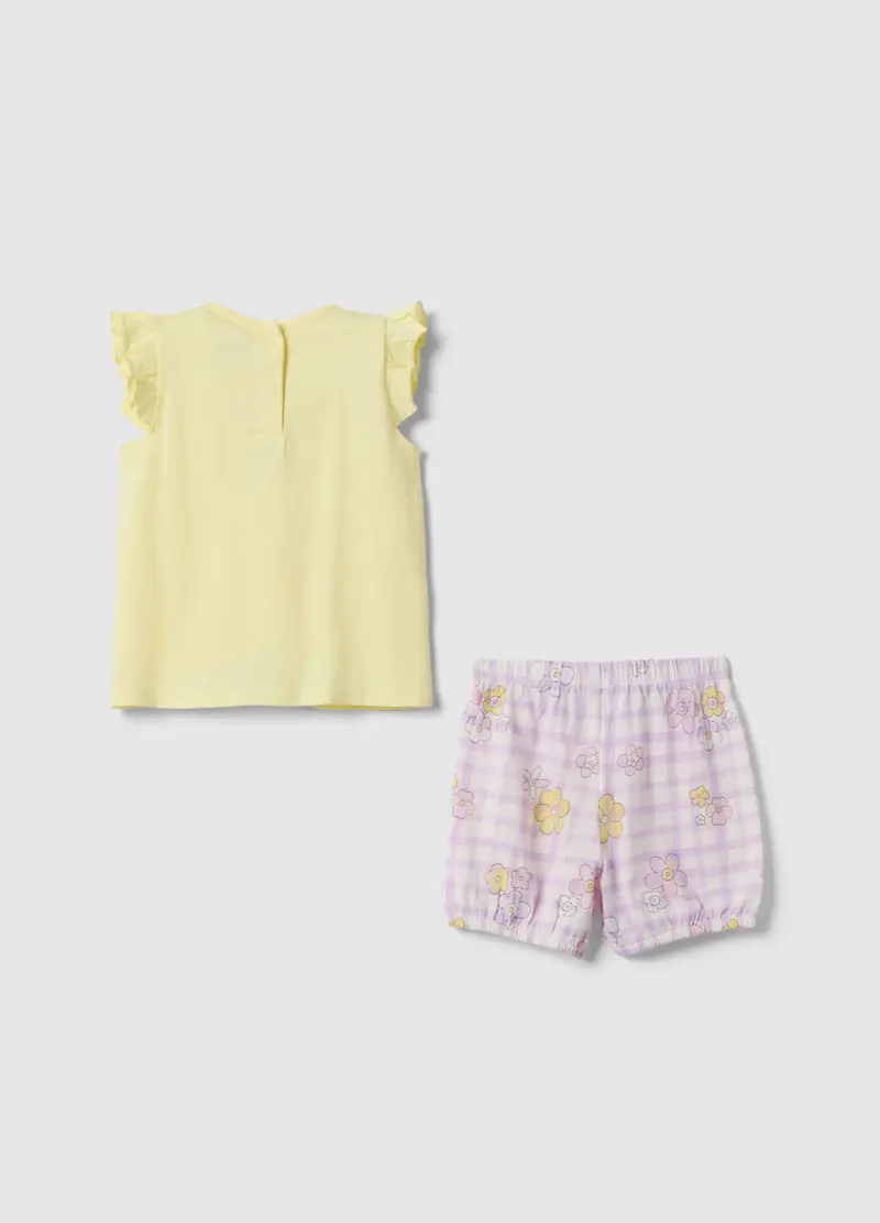 Pigiama In Puro Cotone Multicolor Da Neonata Con Maniche Con Volant, Bambina, Giallo miniatura 2