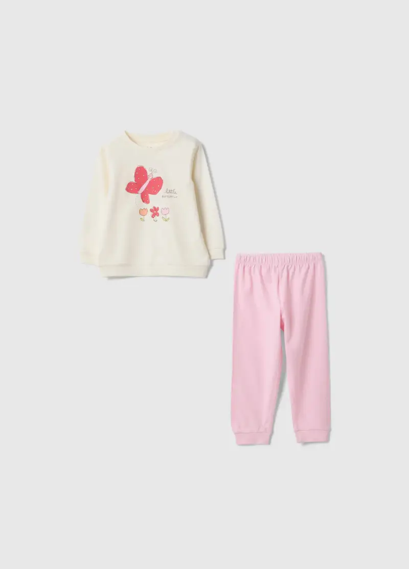 Pigiama In Puro Cotone Multicolor Da Neonata Regular Fit Con Farfalla, Bambina, Multicolor