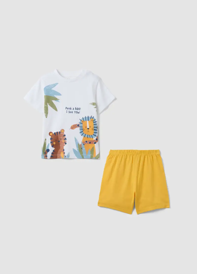 Pigiama In Puro Cotone Multicolor Da Neonato Regular Fit Con Animali, Bambino, Multicolor