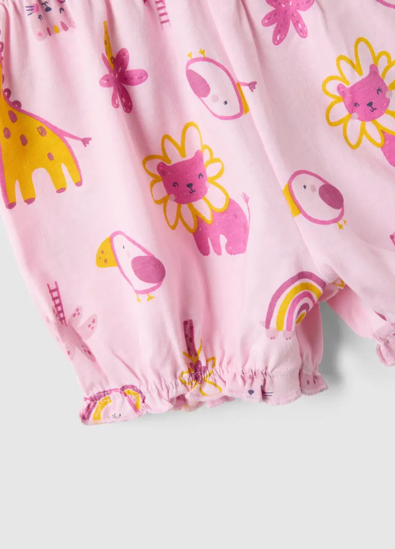 Pigiama In Puro Cotone Rosa Da Neonata Regular Fit Con Animali, Bambina, Rosa miniatura 3