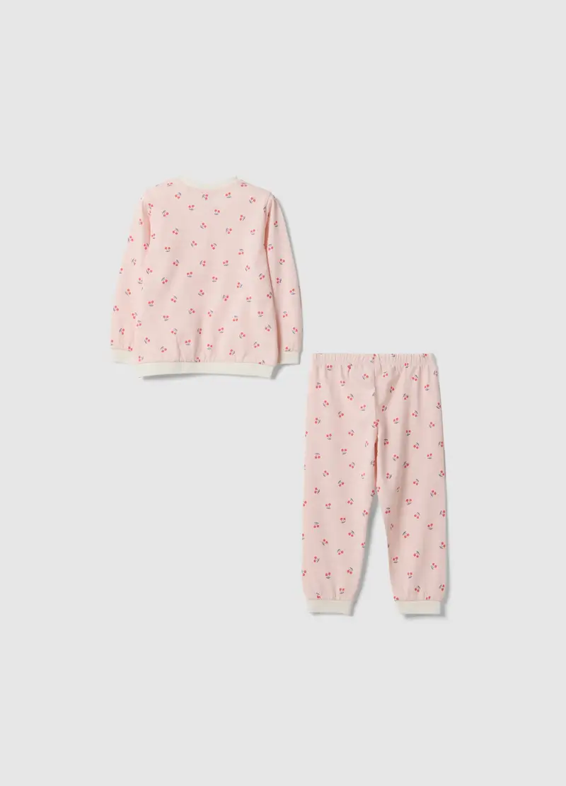Pigiama In Puro Cotone Rosa Da Neonata Regular Fit Con Ciliegie, Bambina, Rosa miniatura 2