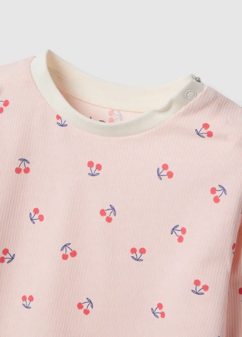 Pigiama In Puro Cotone Rosa Da Neonata Regular Fit Con Ciliegie, Bambina, Rosa miniatura 3