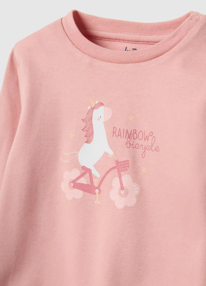 Pigiama In Puro Cotone Rosa Da Neonata Regular Fit Con Stampa, Bambina, Rosa miniatura 3