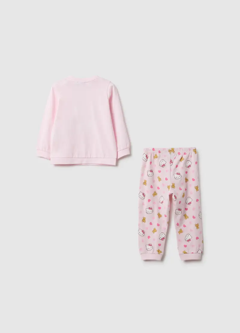 Pigiama In Puro Cotone Rosa Da Neonata Regular Fit Con Stampa Hello Kitty, Bambina, Rosa miniatura 2