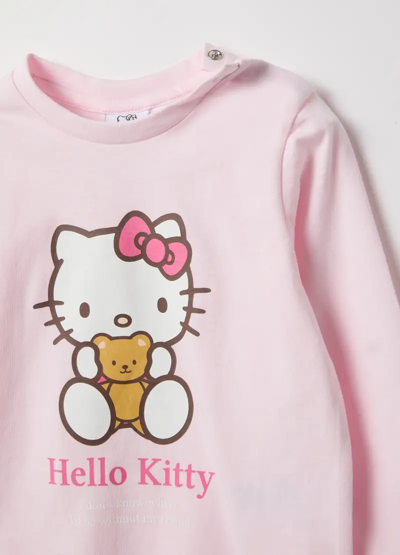 Pigiama In Puro Cotone Rosa Da Neonata Regular Fit Con Stampa Hello Kitty, Bambina, Rosa miniatura 3
