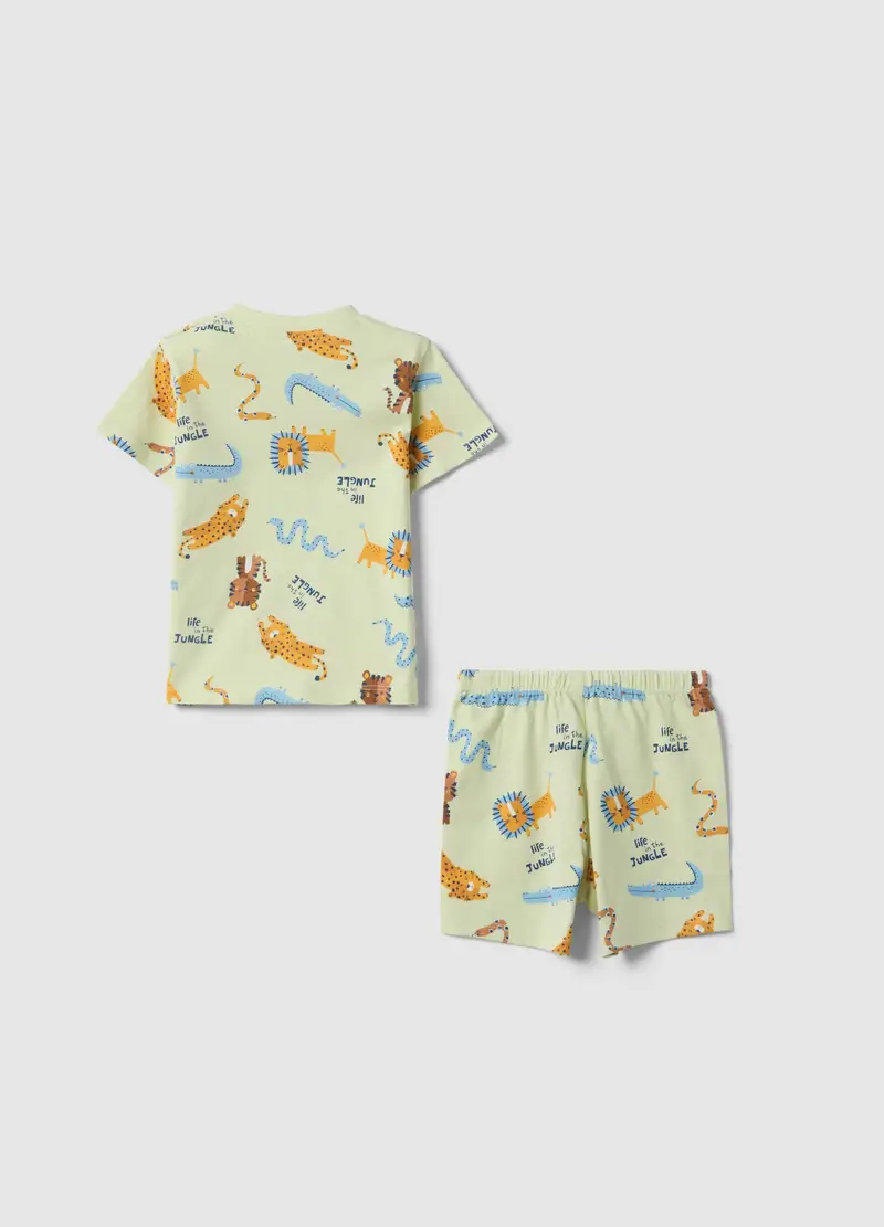 Pigiama In Puro Cotone Verde Da Neonato Regular Fit Con Animali, Bambino, Verde miniatura 2