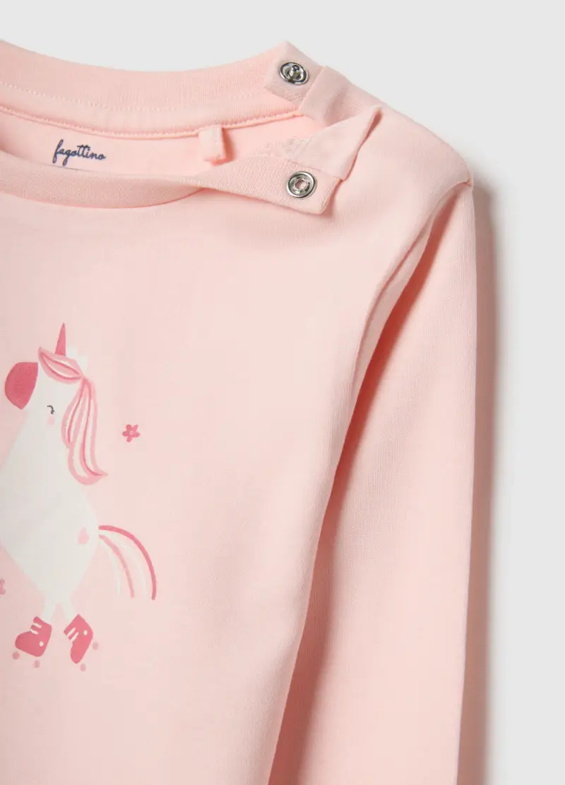 Pigiama Lungo In Puro Cotone Rosa Da Neonata Regular Fit Con Unicorni, Bambina, Rosa miniatura 3