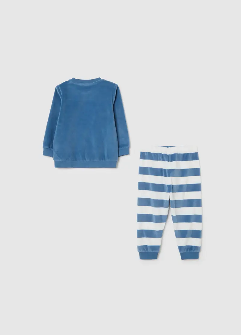 Pigiama Multicolor A Maniche Lunghe Da Neonati Regular Fit In Velour, Bambino, Multicolor miniatura 2